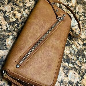 Free People Tan Vegan Leather Wallet wristlet
